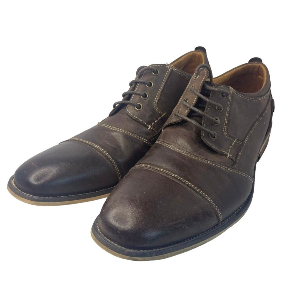 Steve Madden Jessup Brown Leather Cap Toe Oxford Shoes Men's Size 9.5B